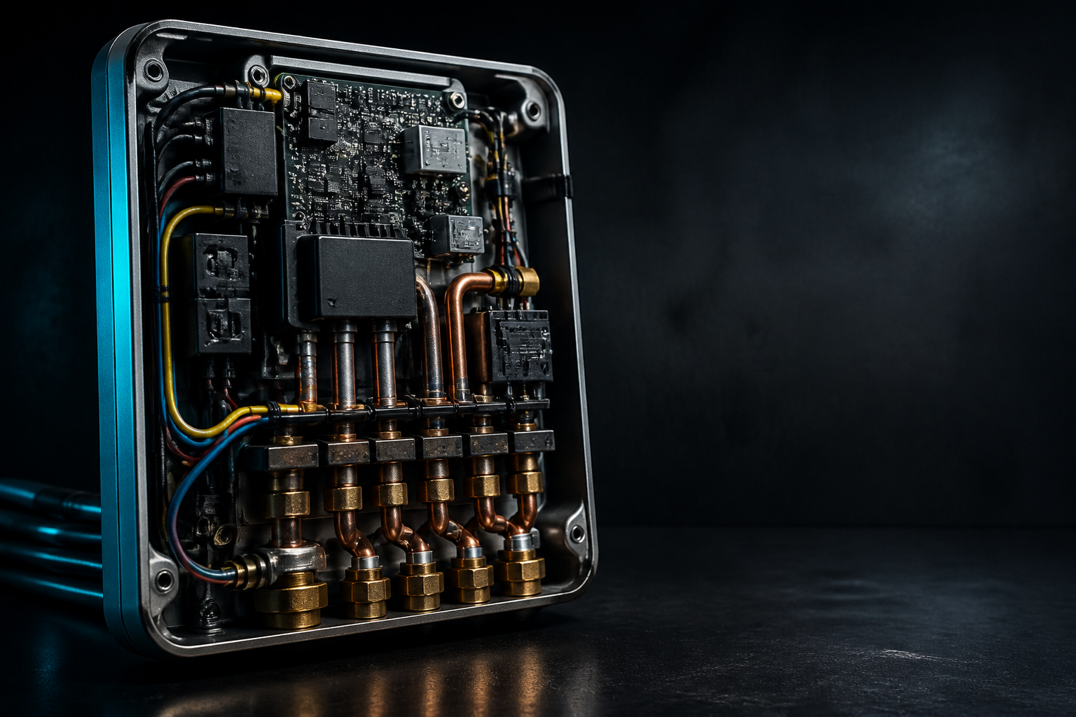Internal components of a YMH tankless electric water heater