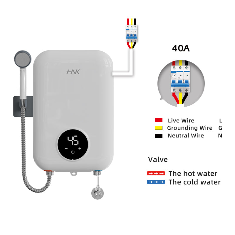 HNK 8500W Tankless Electric Water Heater, 220V, Touchscreen Temperature Control, IPX4