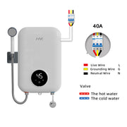 HNK 8500W Tankless Electric Water Heater, 220V, Touchscreen Temperature Control, IPX4