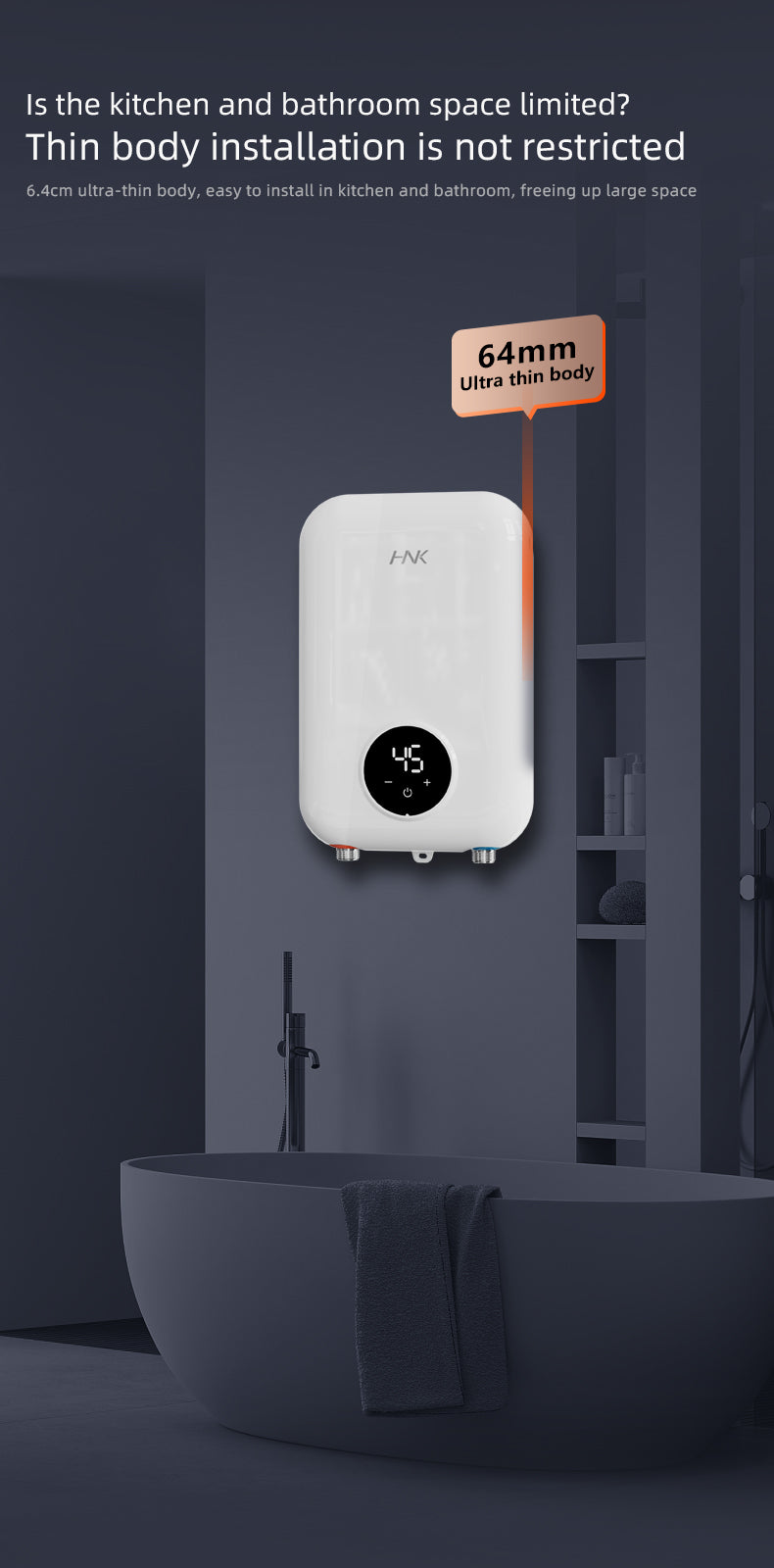 HNK 20D1 8500W tankless electric water heater product detail 09