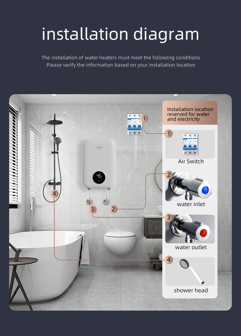 HNK 20D1 8500W tankless electric water heater product detail 16